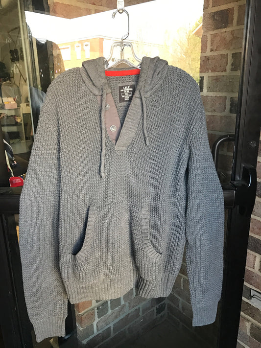 H&M Grey Knit Hoodie: Sz L