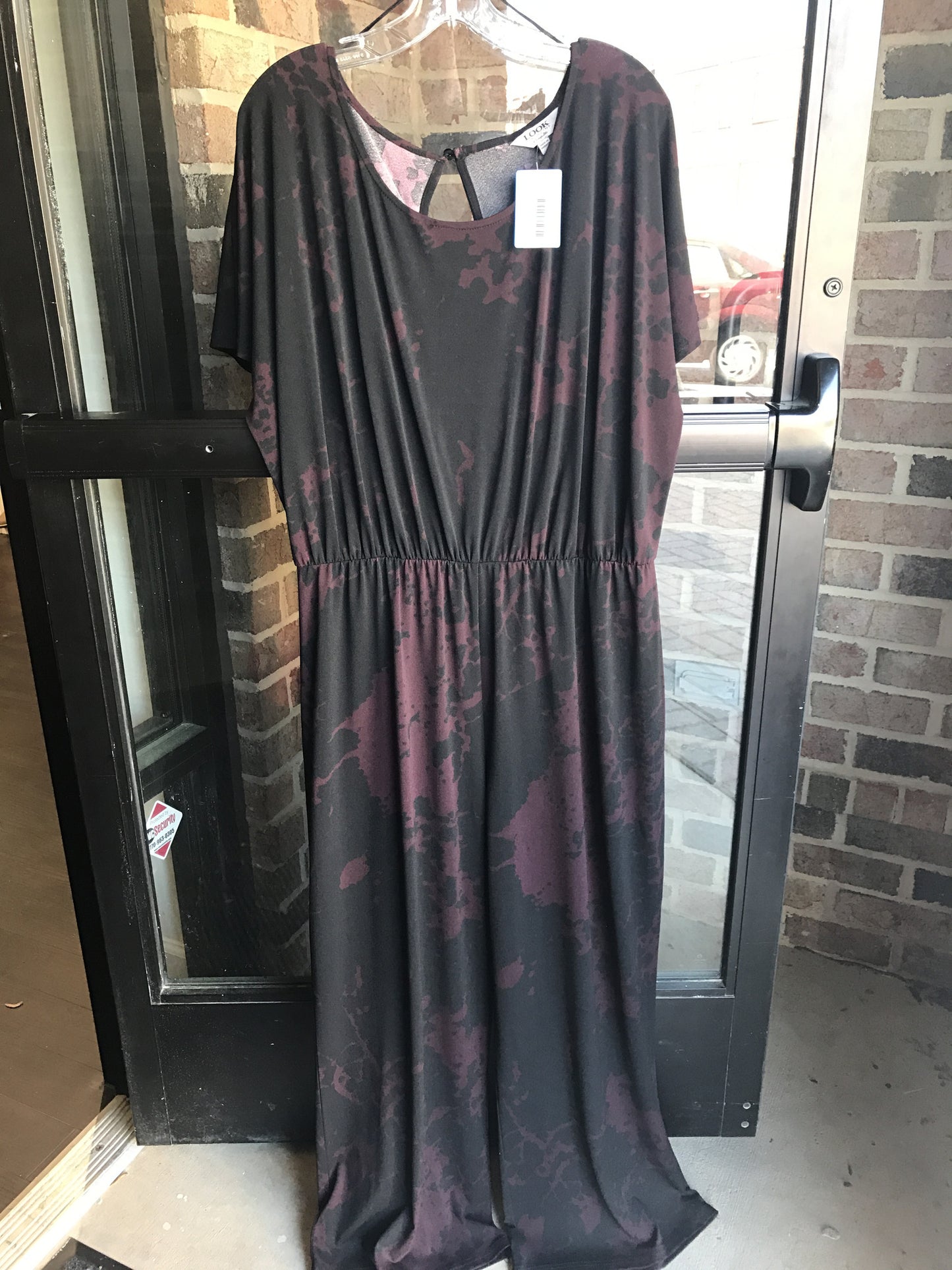 Floral Maroon/Black Romper: Sz 14