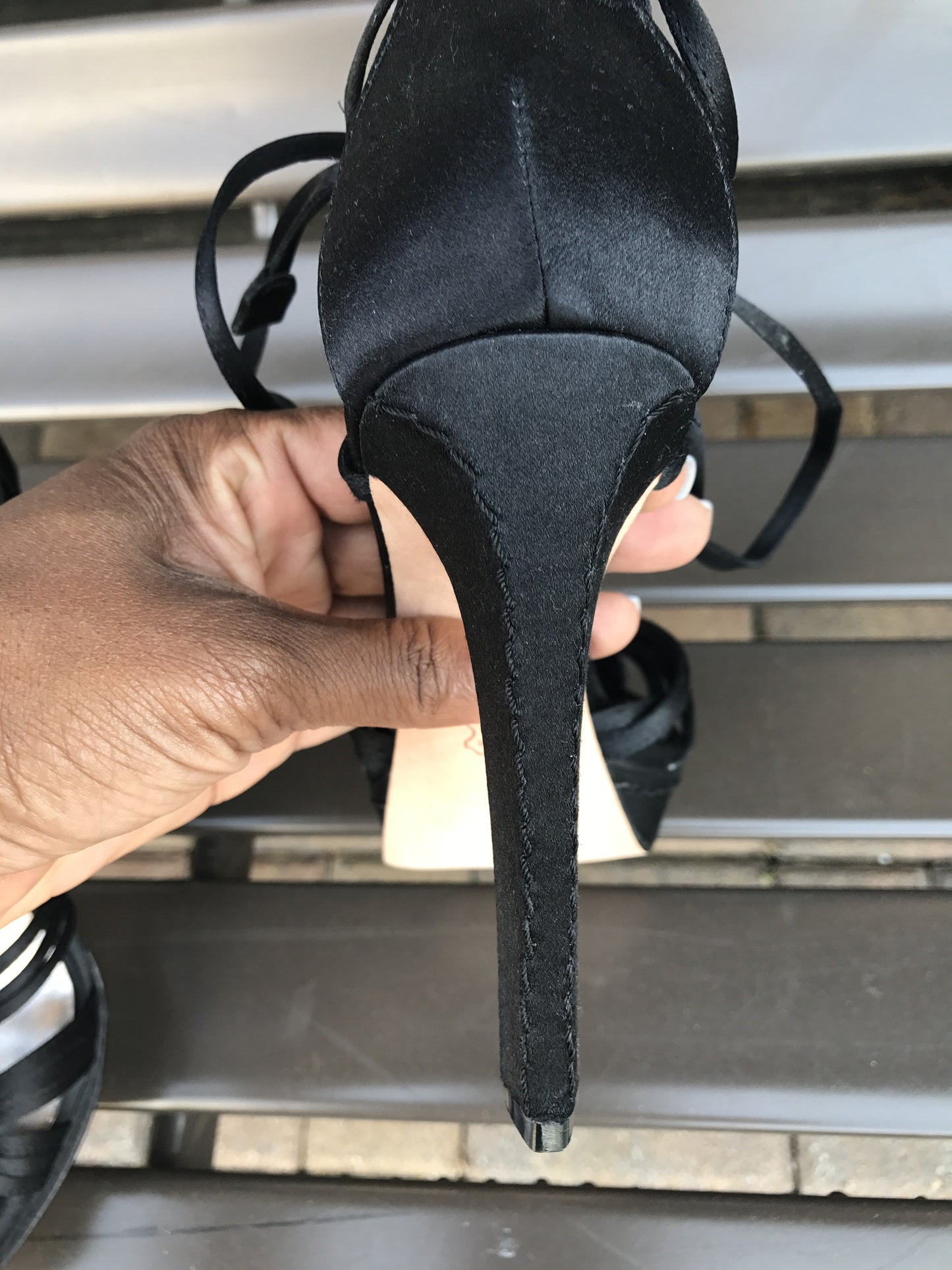 BCBG Black Satin Heels: Sz 6.5