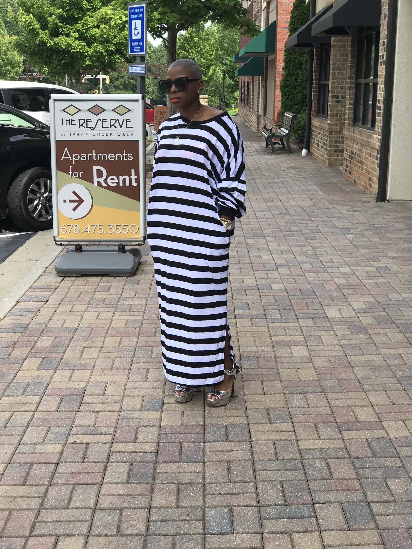 NEW! Oversized Striped Balloon Sleeve Maxi Dress!