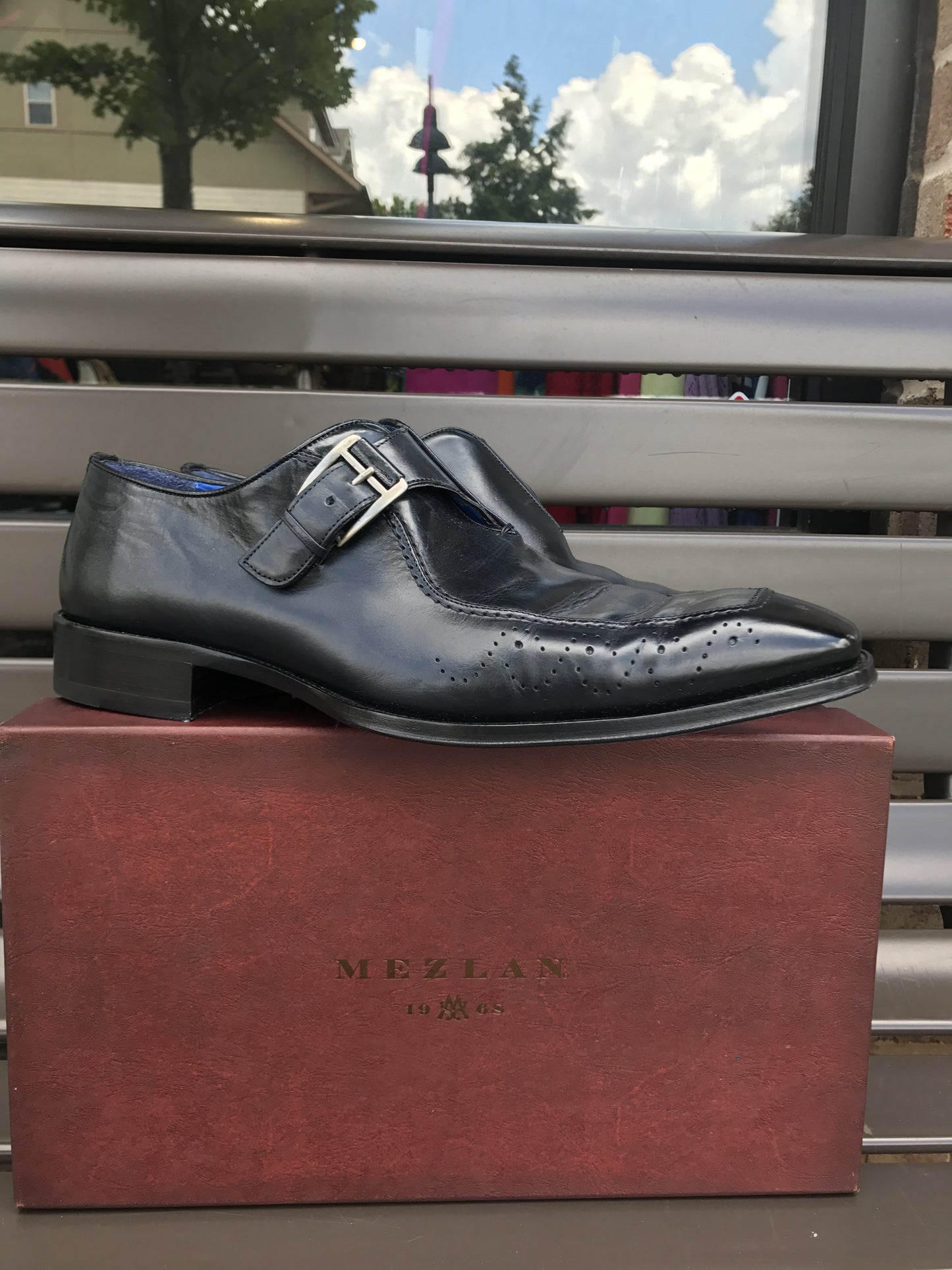 Mezlan Navy Buckled Loafers: Sz 12