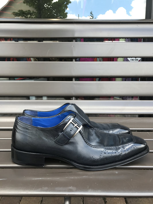 Mezlan Navy Buckled Loafers: Sz 12