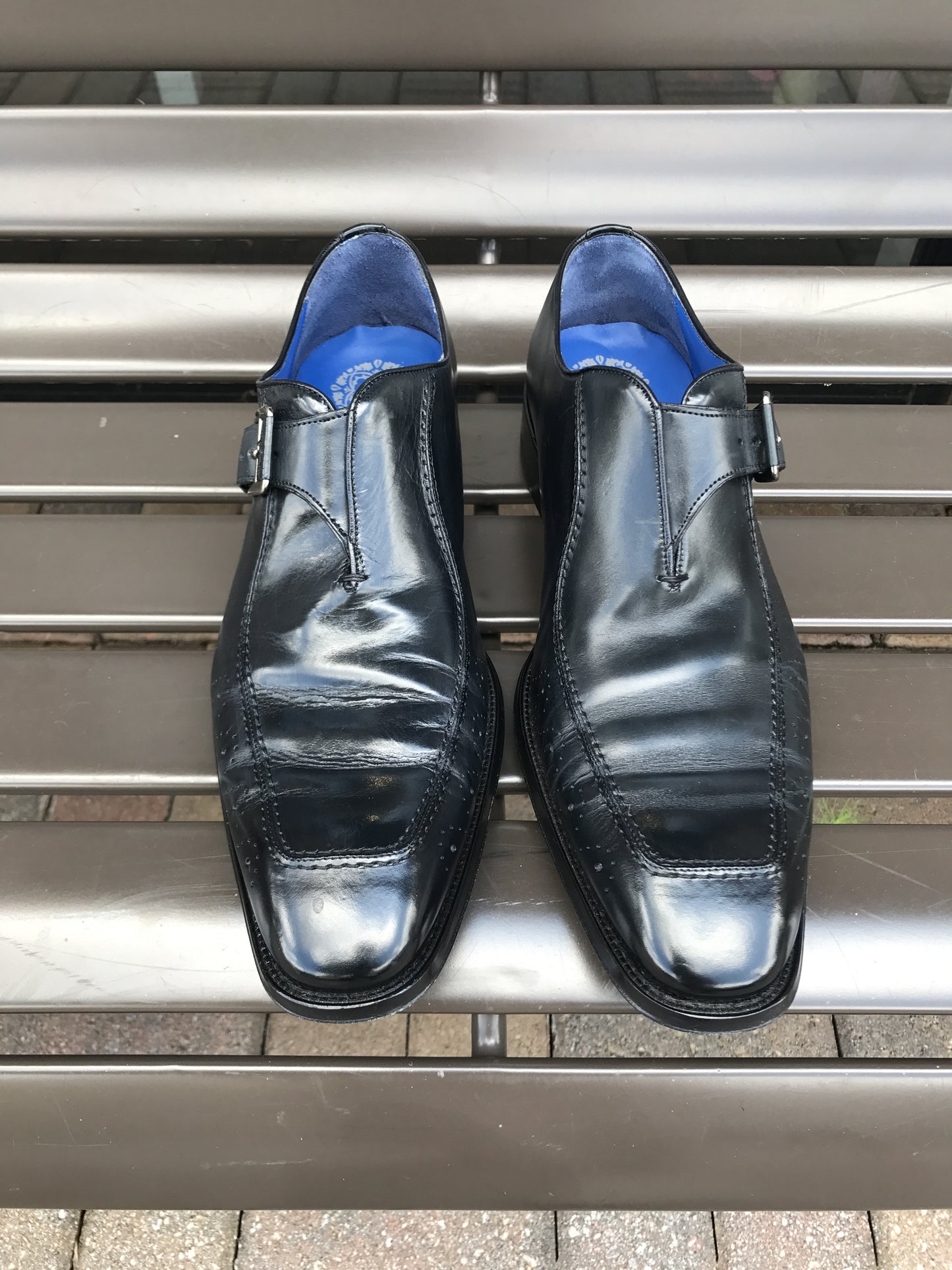 Mezlan Navy Buckled Loafers: Sz 12