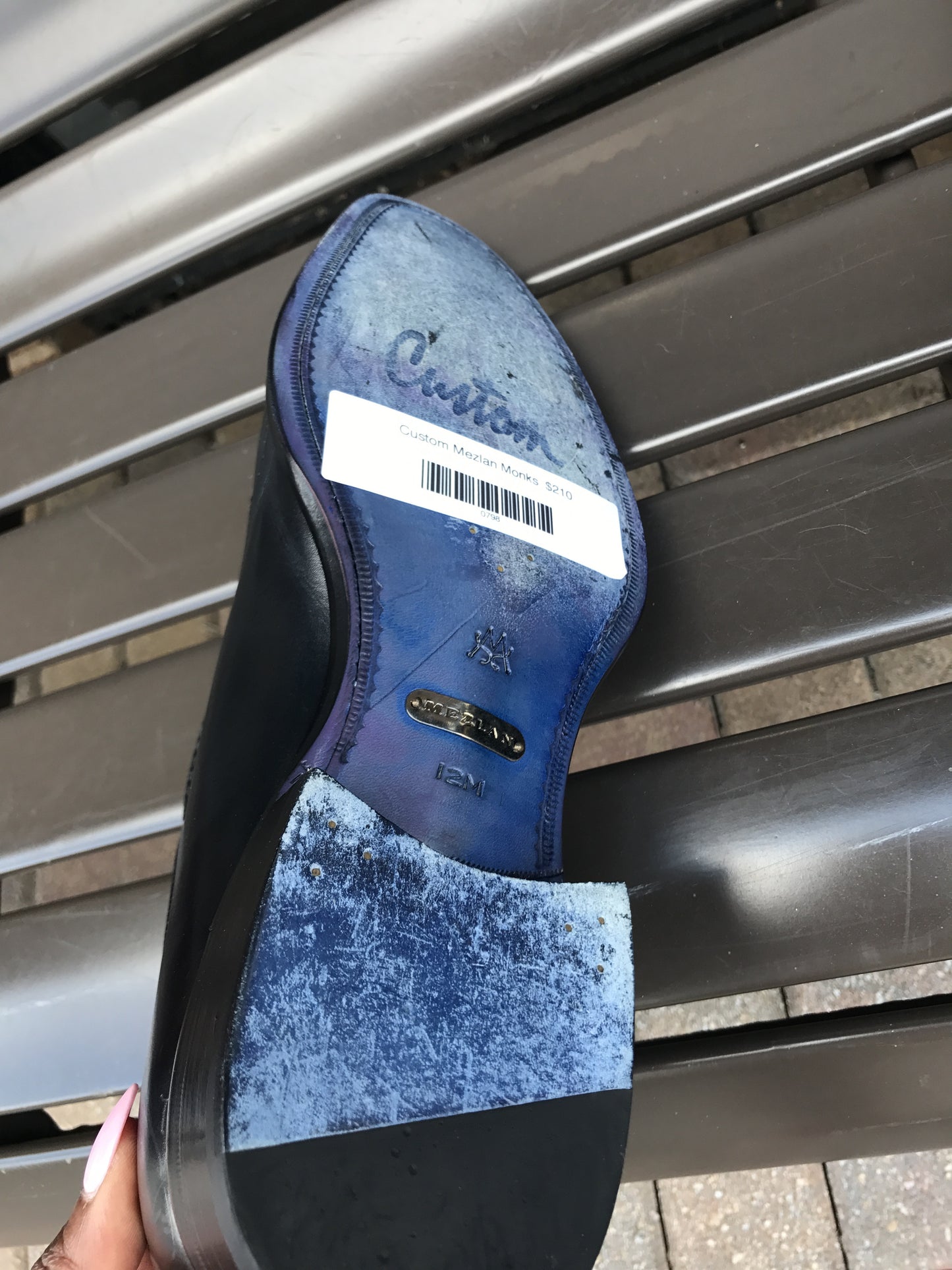 Mezlan Navy Buckled Loafers: Sz 12
