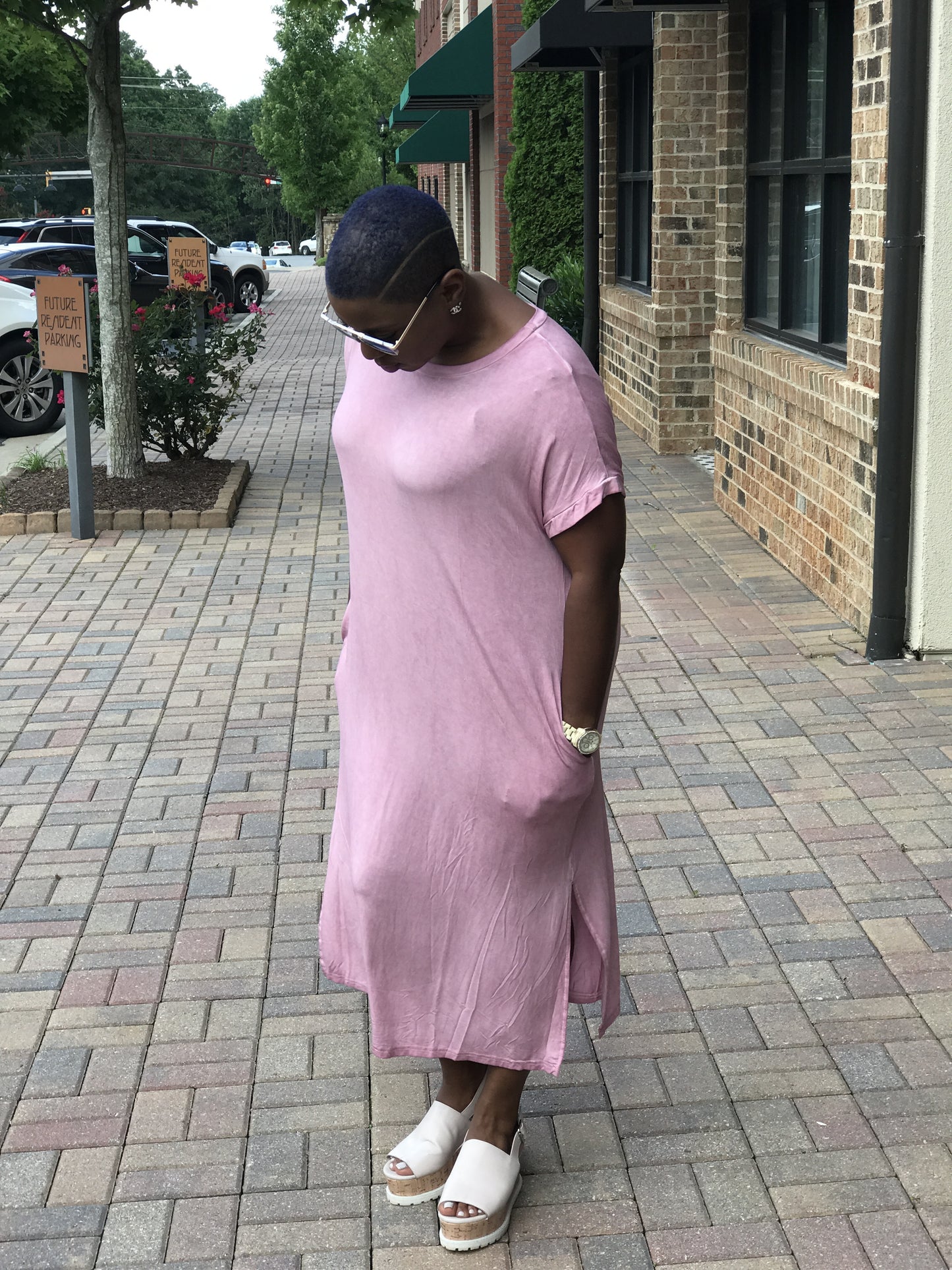 New! Pink Mineral Washed T-Shirt Midi Dress!!