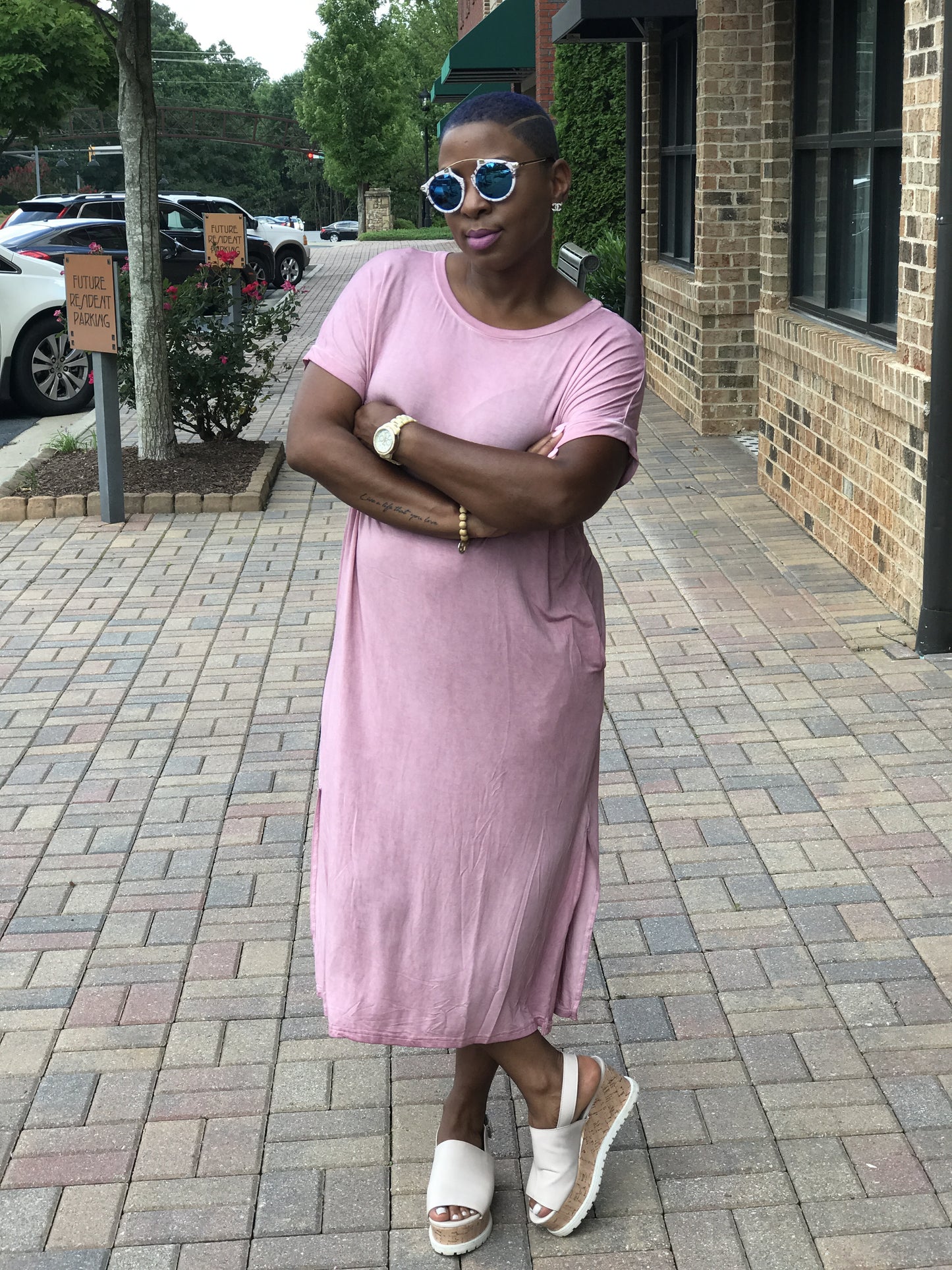 New! Pink Mineral Washed T-Shirt Midi Dress!!