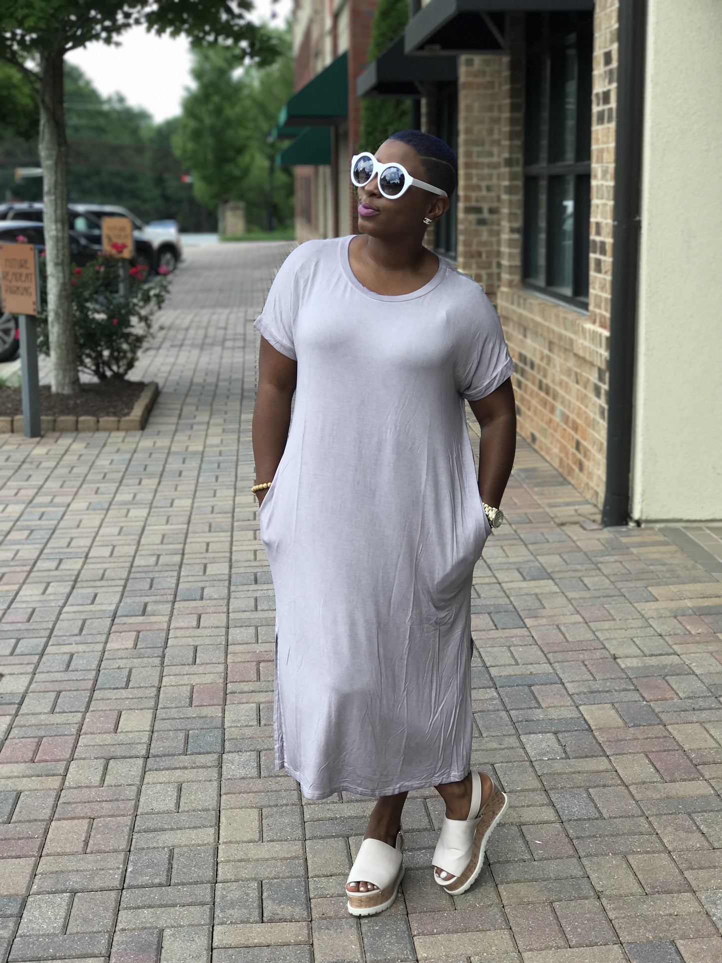 New! Lavendar Mineral Washed T-Shirt Midi Dress!!