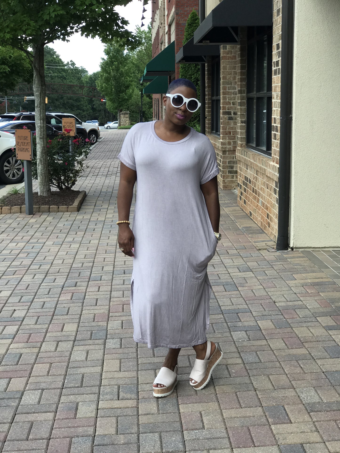 New! Lavendar Mineral Washed T-Shirt Midi Dress!!