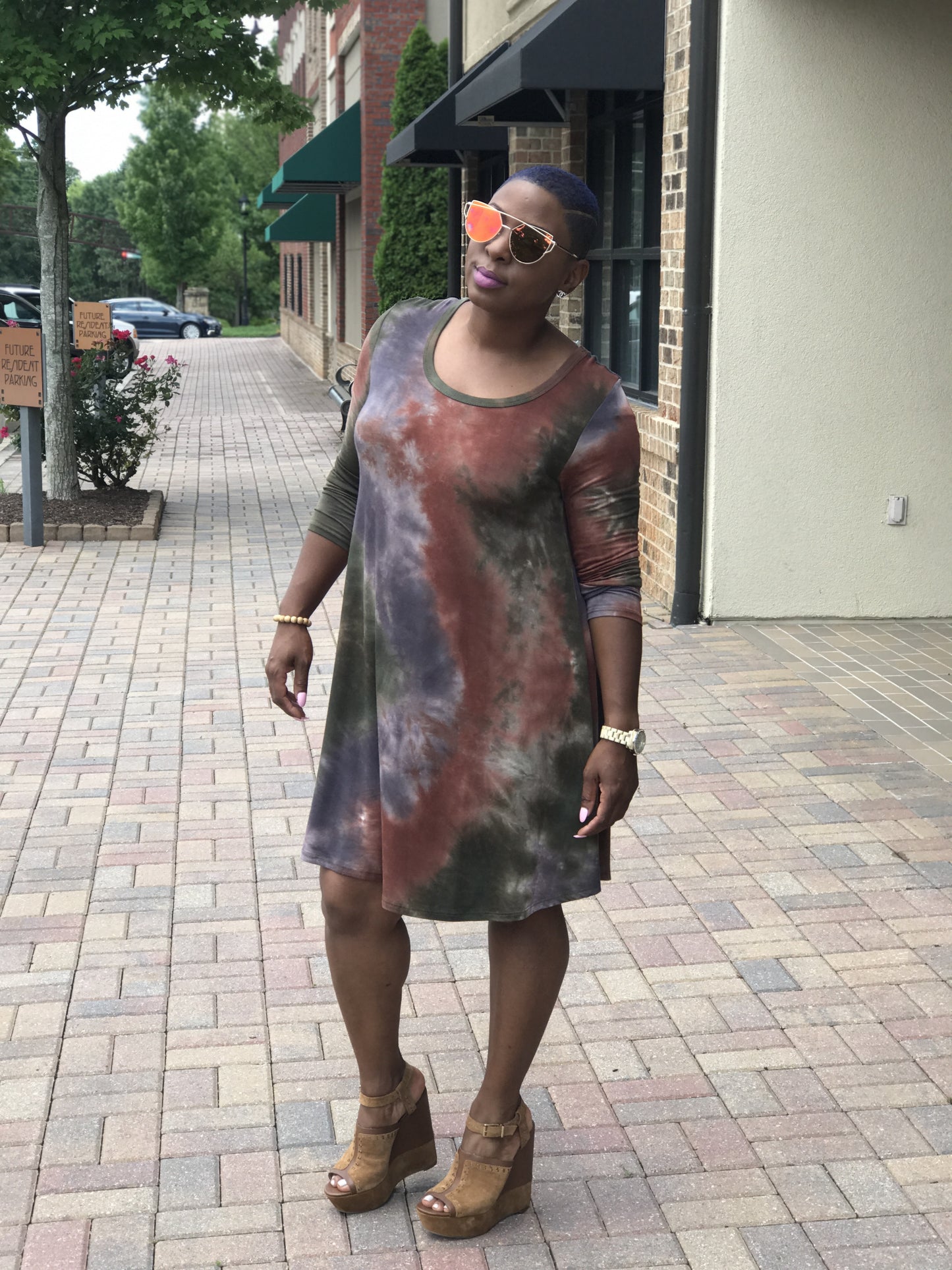 New! Autumn Tones Tie Dye Tunic/Dress: Sz Med.