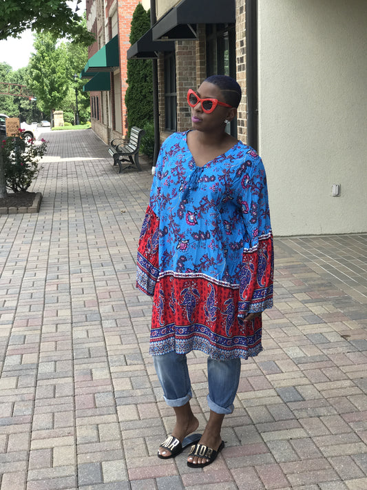 New! Turquoise & Red Paisley Tunic!