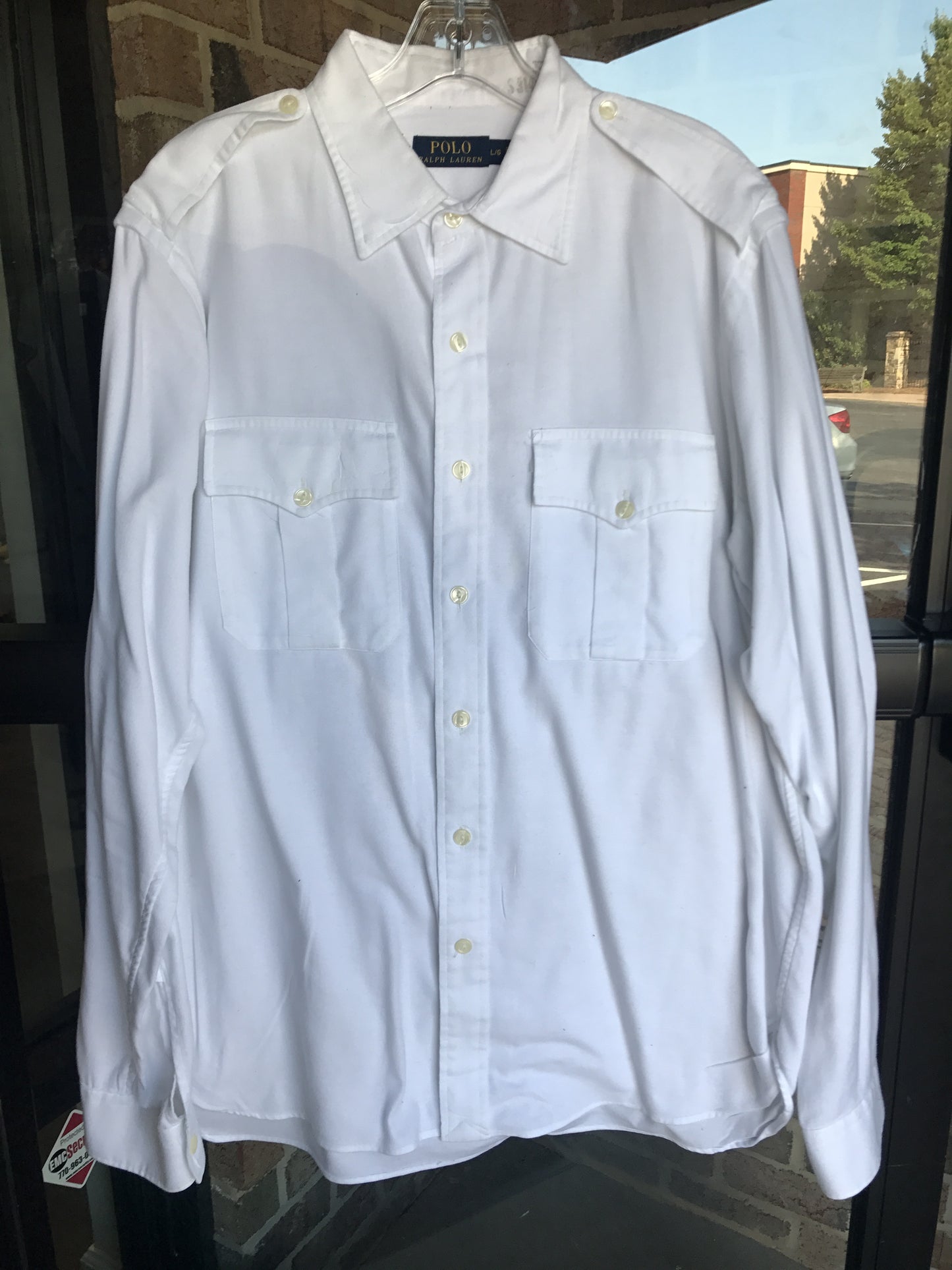 Polo White Military Style Shirt: Sz L