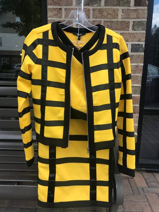 Black 3PC Canary/ Black Dress Set: Sz S