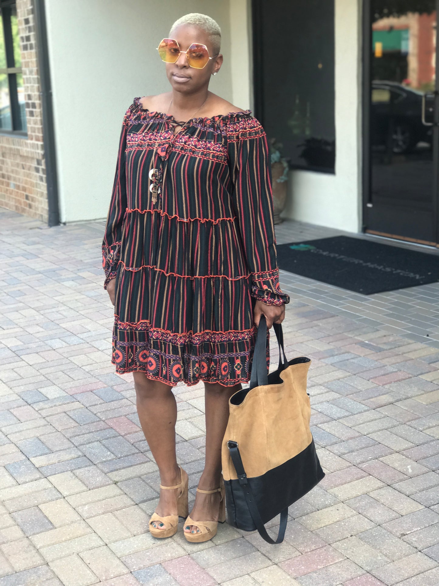New! Printed Balloon Sleeve swing Dress!