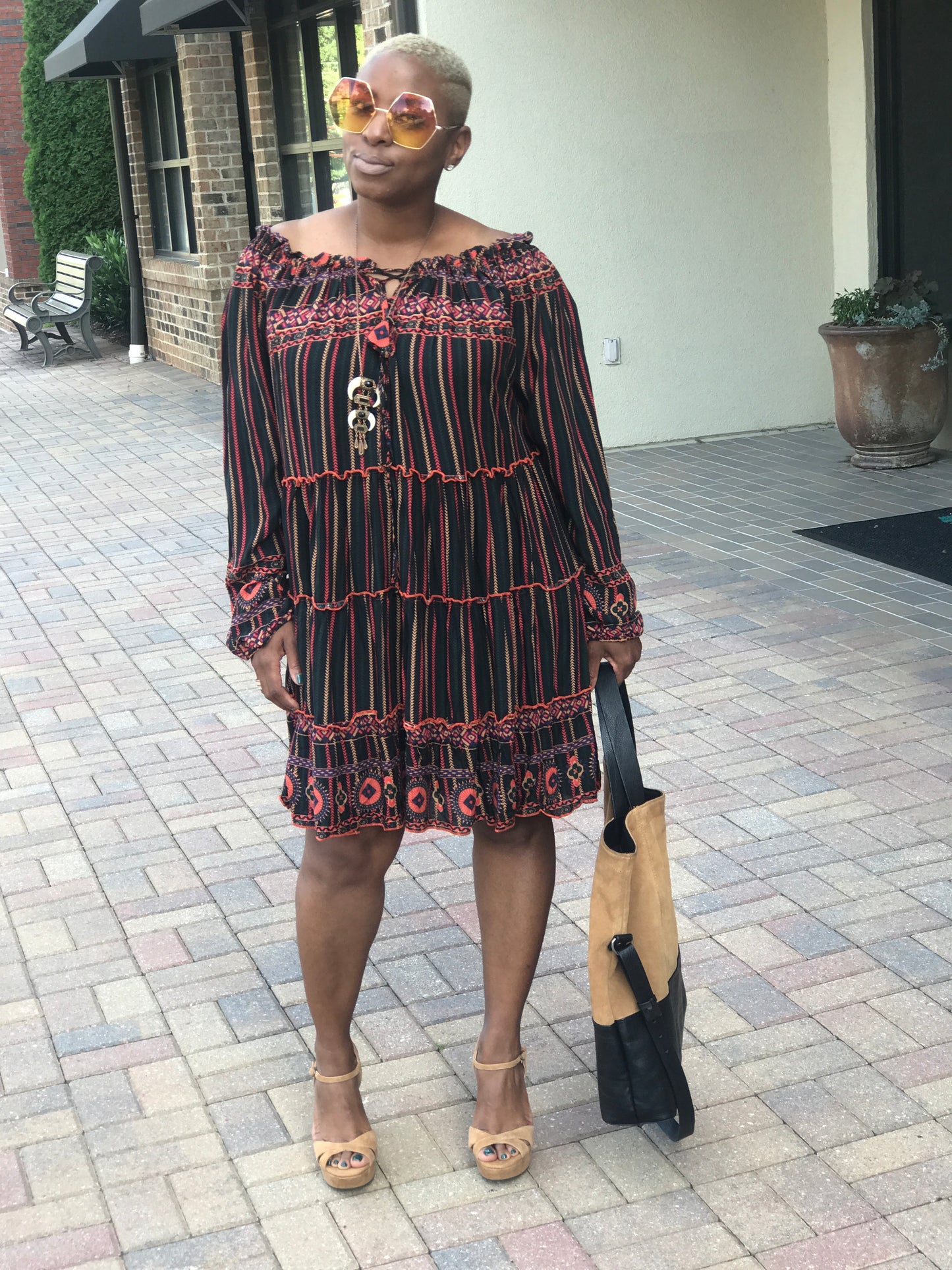 New! Printed Balloon Sleeve swing Dress!