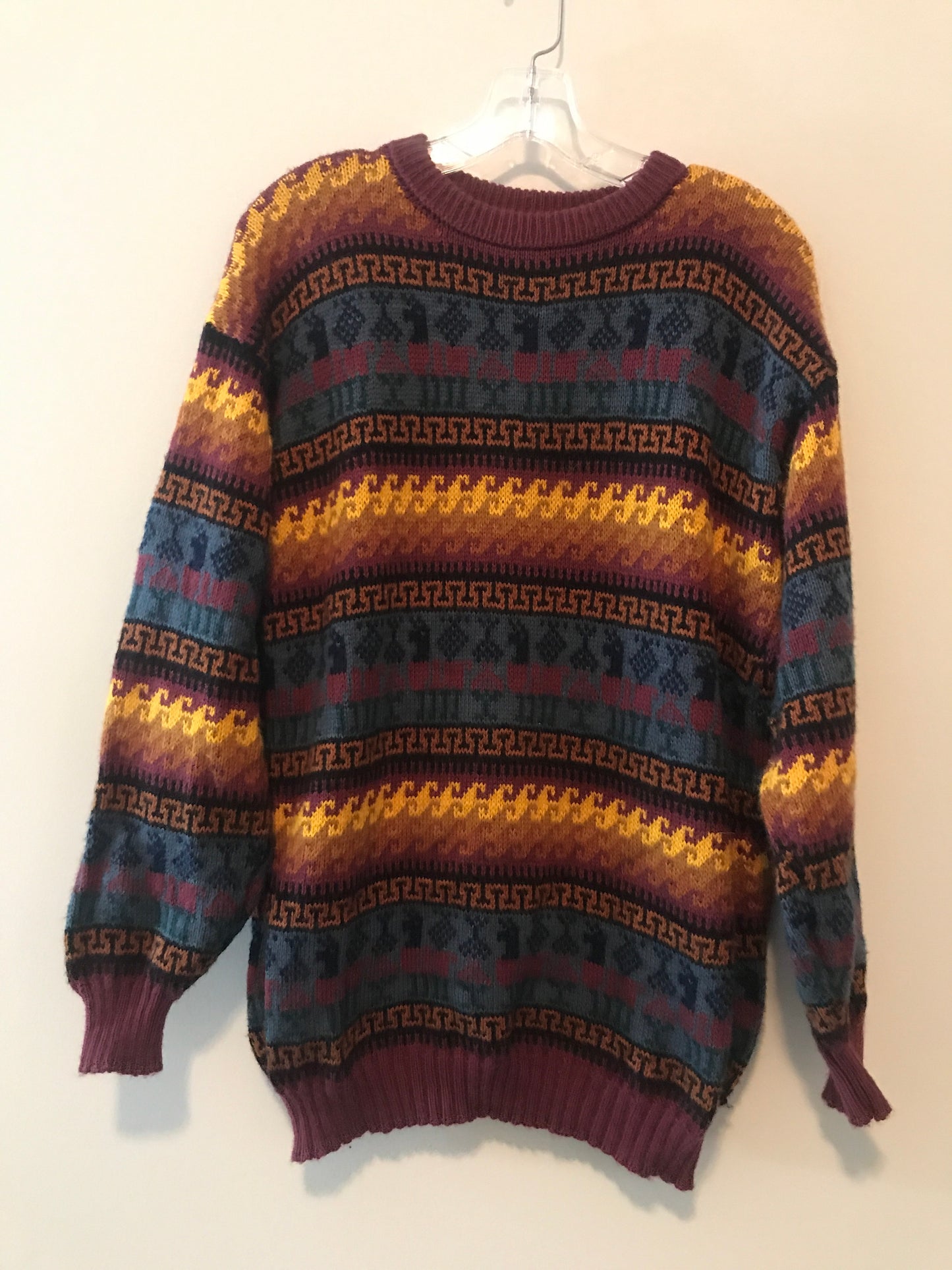 Printed Oullover Sweater: Sz L
