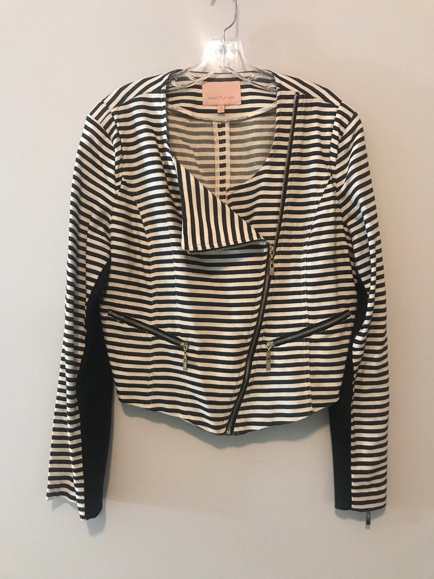 Zippered Stripe Blazer: Sz XL