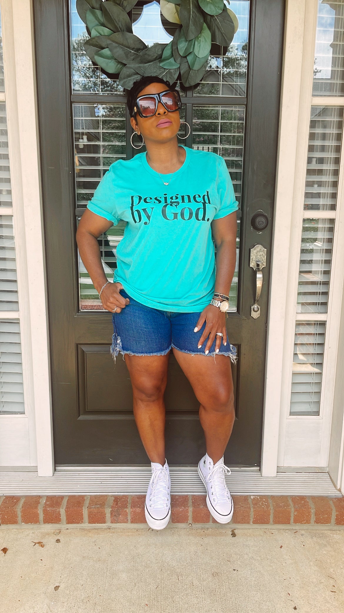 SUMMER SALE! Designed By God Tee. TEAL