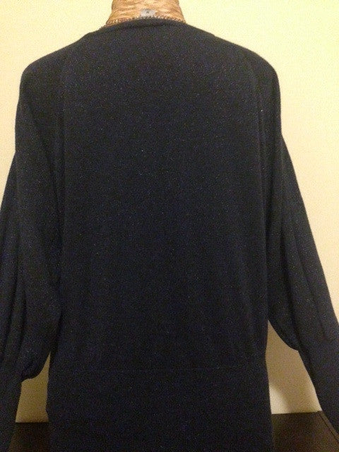 Navy Balloon Sleeve Sweater: Size M