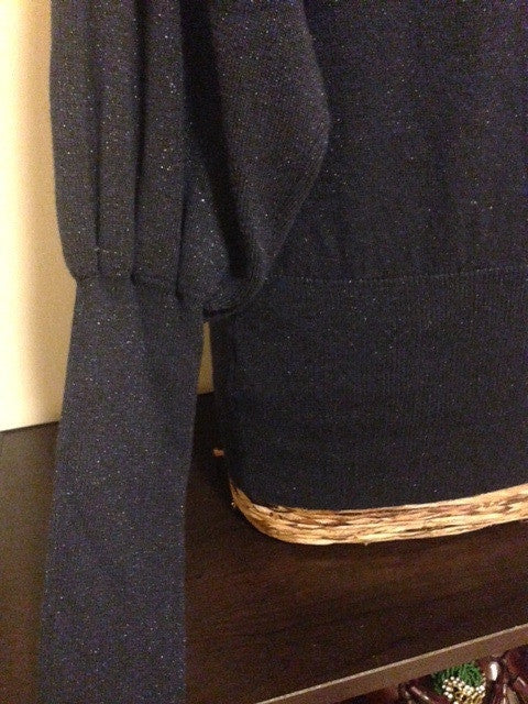 Navy Balloon Sleeve Sweater: Size M