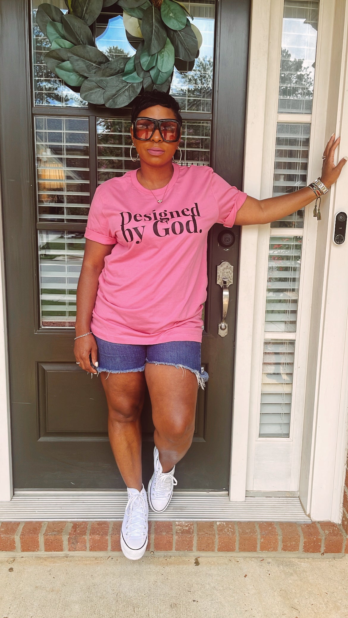 GGM! Designed By God Tee. FUCHSIA