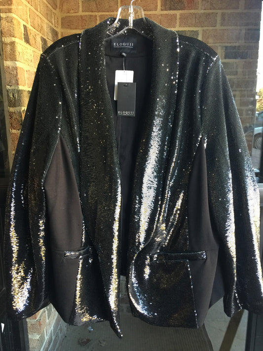 Eloquii Black Sequined Blazer: Sz 22