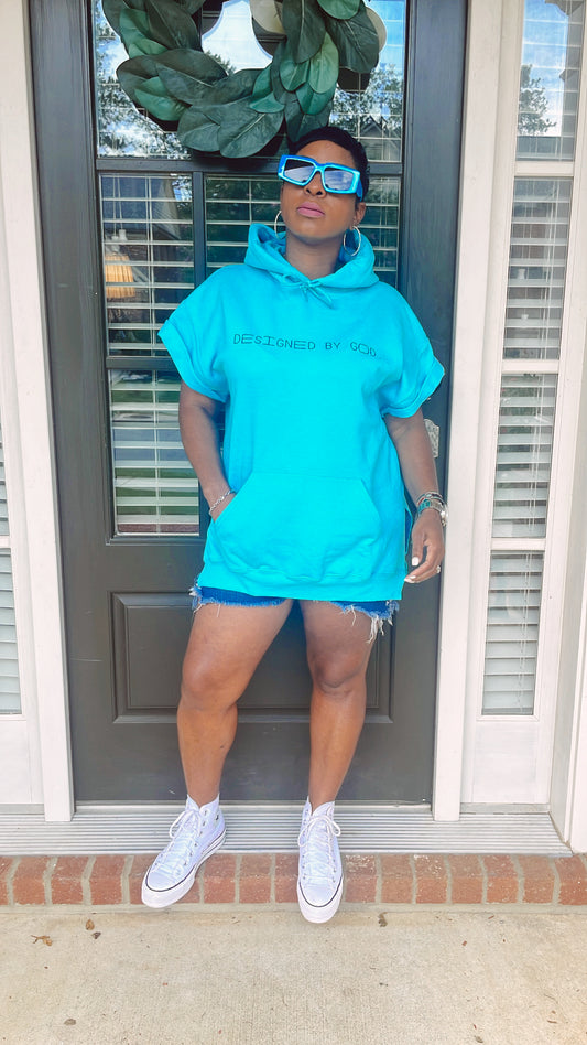 GGM! Designed By God: Cuffed Hoodie. TEAL