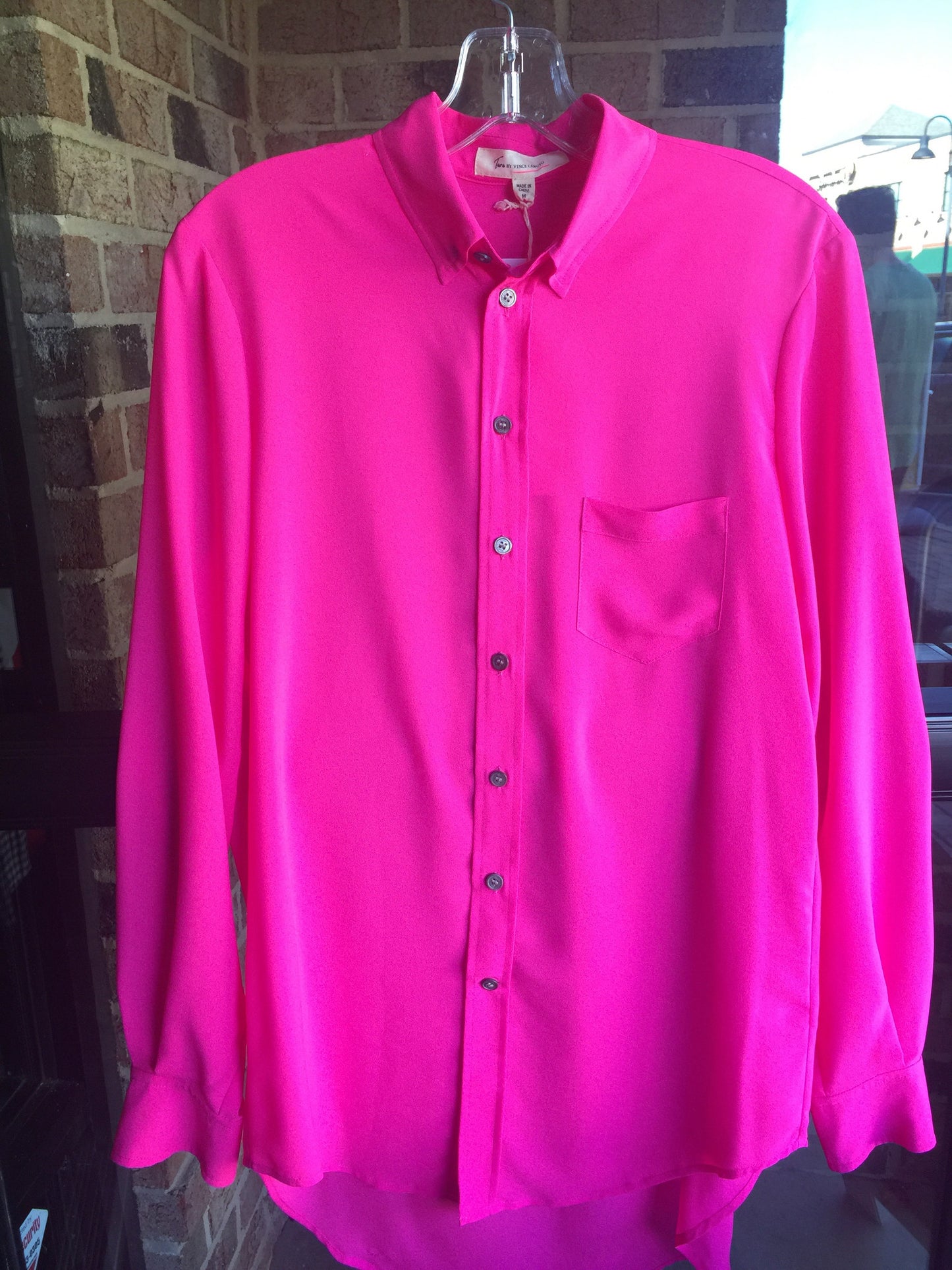 Two by Vince Camuto Neon Pink Shirt: Sz M