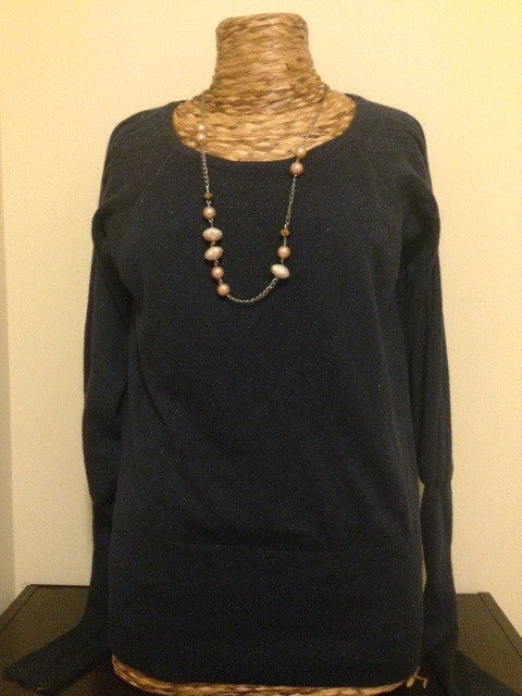 Navy Balloon Sleeve Sweater: Size M